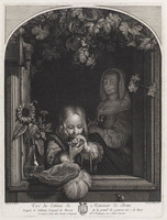 KG 14751
<br/>
Vensterstuk met bellen blazend jongentje
<br/>
<em>Blot, Maurice (1753-1818)</em>